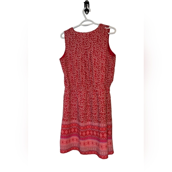 Gap Cherry Red Floral Girlie Cute Dress Spring Summer Flowy Sheer Pocket Size M - Picture 4 of 12